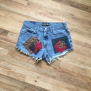 Patchwork Jean Shorts Cutoff Vintage Shorts Sz 7